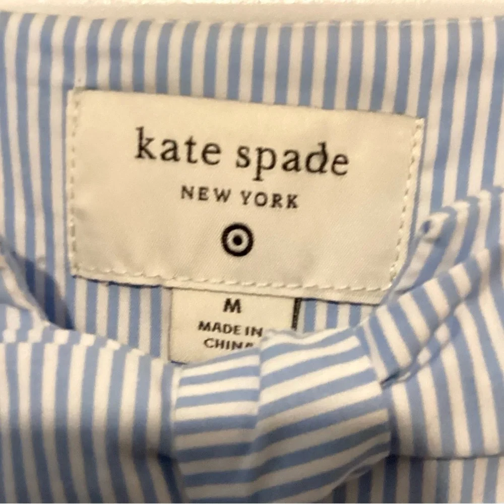 Kate Spade new york x Target Blue/White Women's Stripe Puff sleeve Blouse  Sz M - Picture 7 of 11